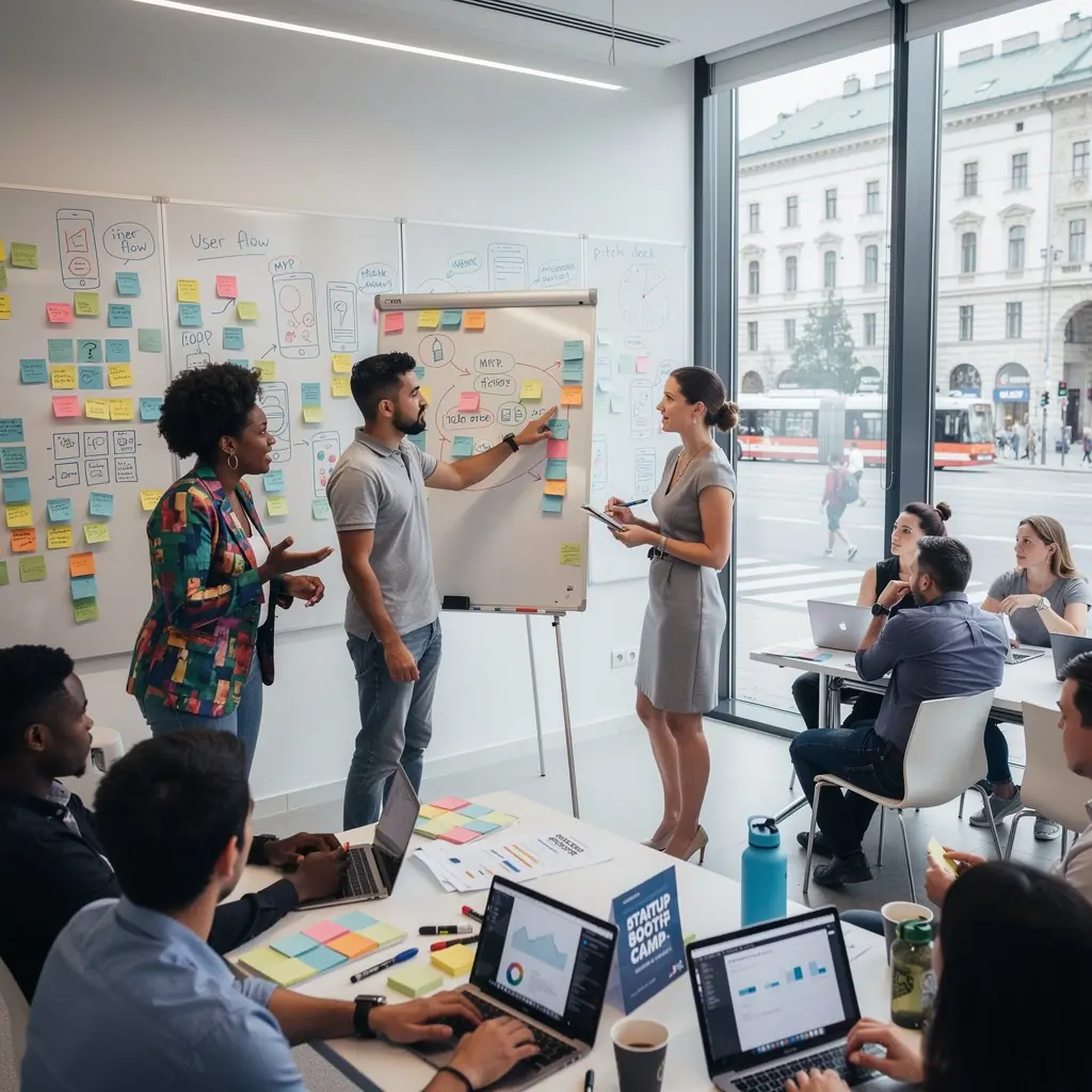 Ein Dozent erklärt Code auf einer digitalen Tafel während eines Online-Workshops.